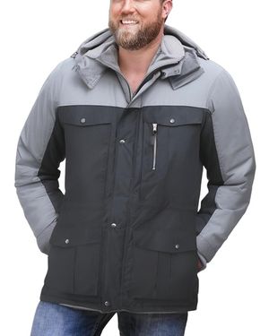 Boulder Creek Big & Tall By Kingsize Fleece-lined Parka With Detachable Hood And 6 Pockets - Gray