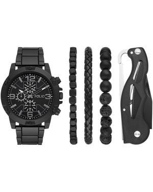 Folio Quartz Three Hand Alloy Watch 50mm - Black