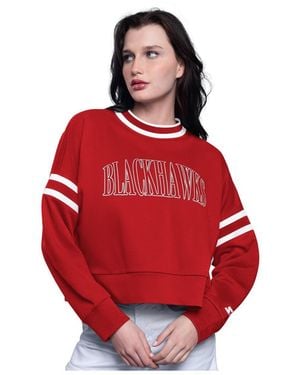 Starter Chicago Blackhawks Power Play Cropped Pullover Sweatshirt - Red