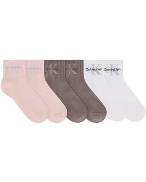 Calvin Klein Monologo Arch Support Athletic 1/2 Terry Ankle Socks - White