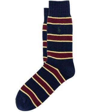 Polo Ralph Lauren Wool-blend Repp Stripe Boot Crew Socks - Blue