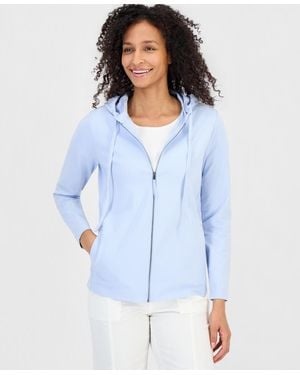 Style & Co. Zip-front Hooded Sweatshirt - Blue