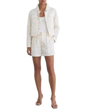 Reiss Collared Lace Press-stud Jacket - White