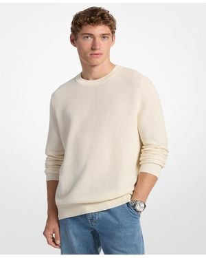 Michael Kors Mouline Textured Crewneck Sweater - White