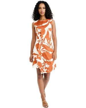 Donna Morgan Boat Neck Asymmetrical Mini Dress - Orange