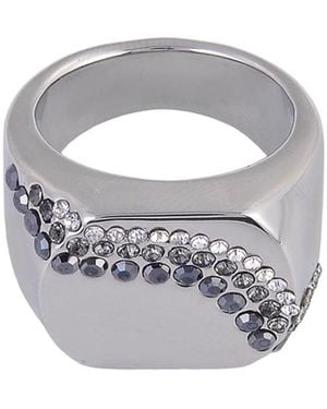 Laundry by Shelli Segal Silver Tone Square Ring - White