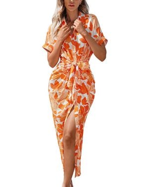 CUPSHE That S Fab Floral Maxi Beach Dress - Orange