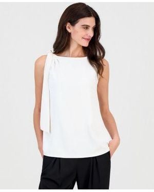 Anne Klein Tie Shoulder Sleeveless Blouse - White