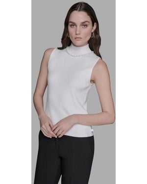 売れ筋商品|||カールラガーフェルド カットソー トップス レディース Women's Keyhole Sleeveless Top Black Karl Lagerfeld Sleeveless and tank tops for Women | Online