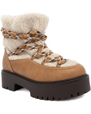 Sugar Jonas Lug Sole Block Heel Ankle Booties - Brown