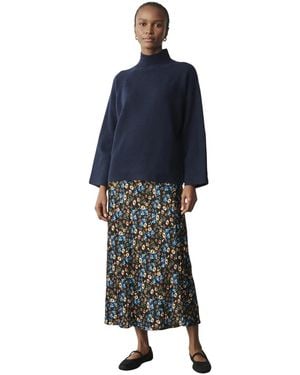 Finery London Mandy Floral Midi Skirt - Blue
