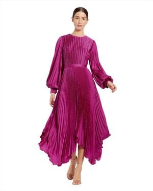 Mac Duggal Petite Pleated Charmeuse Midi Dress - Pink