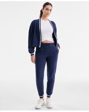 ID Ideology Ribbed Solid Fleece Ankle jogger Pants - Blue