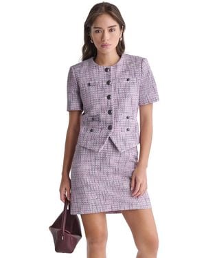 BCBGMAXAZRIA Novelty Crewneck Blazer - Purple