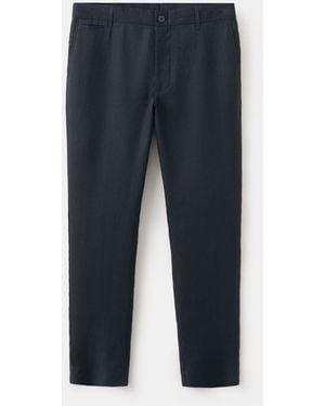 Mango Slim-fit Linen Pants - Blue