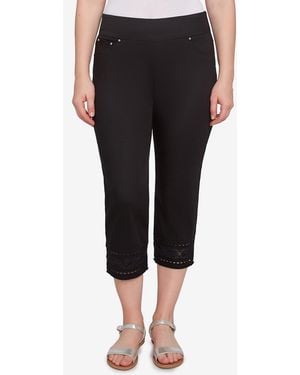 Ruby Rd. Petite Lotus Lace Soft Denim Capri Jeans - Black