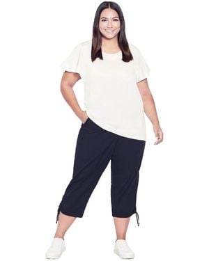 Avenue Plus Size Cotton Cinch Capri - Blue