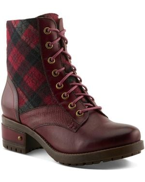 L'ARTISTE L`artiste Marty-plaid Lace-up Boots - Brown