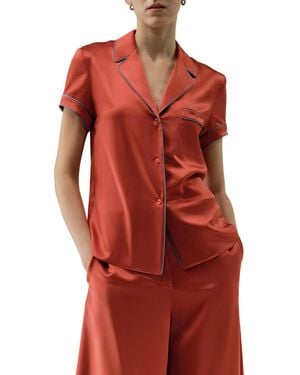 LILYSILK Lsxes Contrast-trimmed Silk Shirt - Red