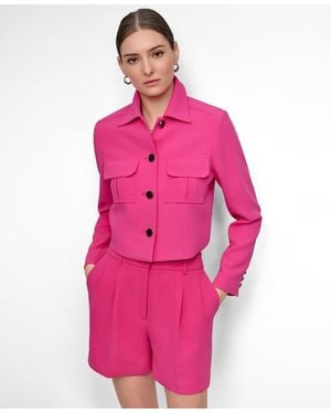 DKNY Petite Aero Crepe Button-front Jacket - Pink
