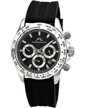 Porsamo Bleu Preston Sport Silicone Silver Tone & Black Watch 1037aprr