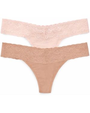 Natori Bliss Perfection Lace Trim One Thong 2-pack - Pink