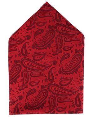 Trafalgar Banbury Tone On Tone Paisley 12 Inch Silk Pocket Square - Red