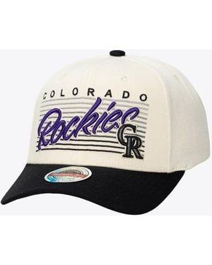 Mitchell & Ness And Colorado Rockies Retro Lines Stretch Snapback Hat - White