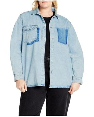 City Chic Plus Size Denim Ivy Shirt - Blue