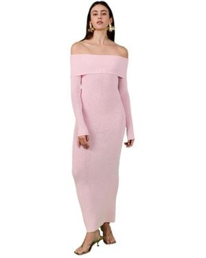 Endless Rose Off Shoulder Long Sleeve Midi Dress - Pink