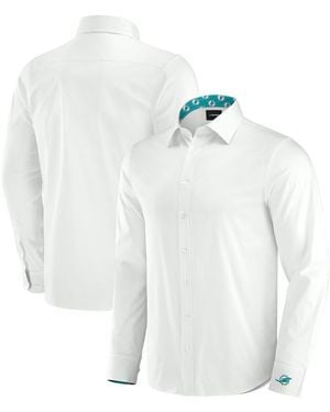 J. Palmer Miami Dolphins Man-in-motion Long Sleeve Button-up Dress Shirt - White