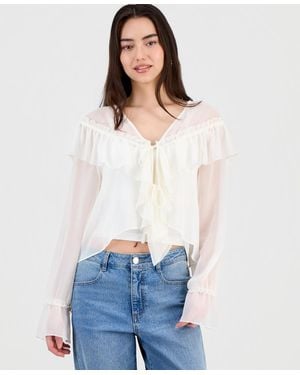 And Now This Ruffled Chiffon Blouse - White