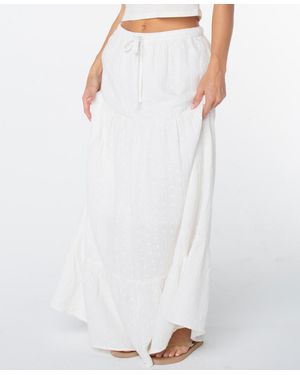 Roxy Side Street Tiered Maxi Skirt - White
