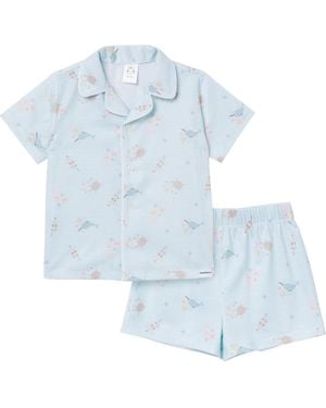 Gerber Toddler Girls 2-piece Button Up Pajama Shorts Set - Blue