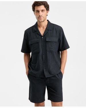 Alfani Short-sleeve Refined Owen Shirt - Black