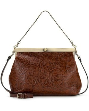 Patricia Nash Vilaine Brazilian Supple Tooled Leather Small Frame Handbag - Brown