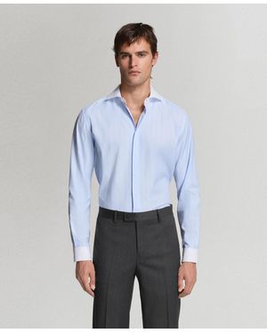 Mango Cotton Striped Shirt - Blue
