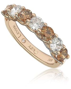 SUZY LEVIAN NEW YORK Suzy Levian Sterling Silver White Cubic Zirconia Half Eternity Band - Metallic