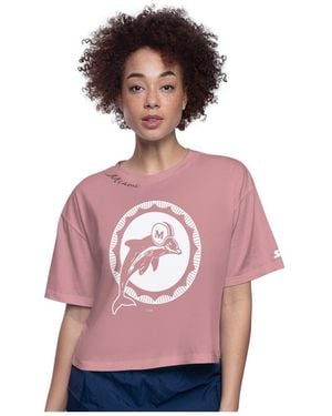 Starter Miami Dolphins Play The Ball Boxy Cropped T-shirt - Pink