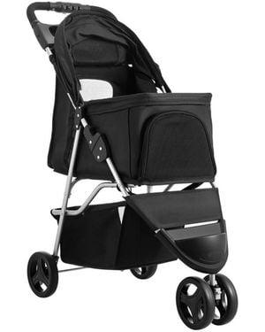 SUGIFT Pet Stroller 35 Lb Foldable 3-wheel Dog Stroller - Black