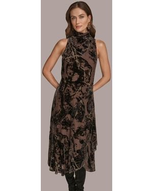 Donna Karan Cowl Neck Midi Dress - Brown