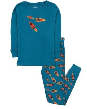 Leveret Toddler Boys Two-piece Cotton Long Sleeve Shirt And Pants Pajama Set - Blue