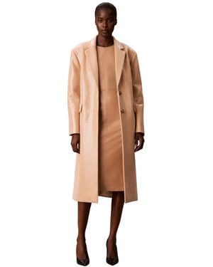 Calvin Klein Two-button Sequined Overcoat - Natural
