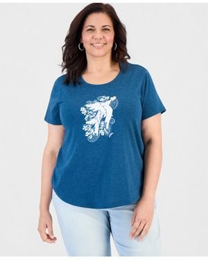 Style & Co. Plus Size Short-sleeve Graphic-print T-shirt - Blue