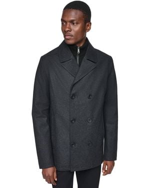 Kenneth Cole Big & Tall Double-breasted Wool-blend Peacoat - Multicolor