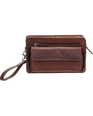 Mancini Buffalo Zippered Organizer Pocket Bag - Brown