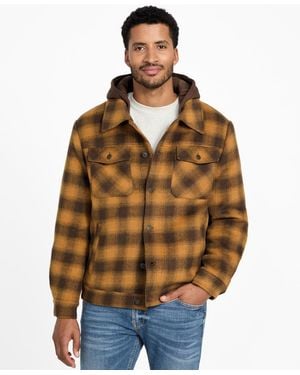 Guess Long-sleeve Check Print Shirt Jacket - Brown