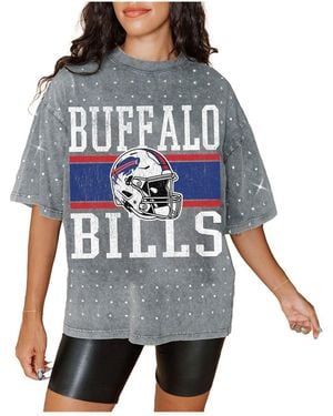 Gameday Couture Buffalo Bills Oversized Mini Rhinestone Classic T-shirt - Blue