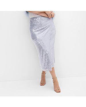 City Chic Sequin Midi Skirt - Blue