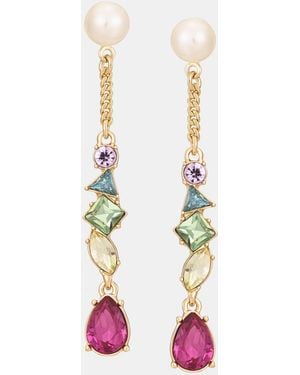 KARL LAGERFELD Mixed Crystal & Imitation Pearl Linear Drop Earrings - White